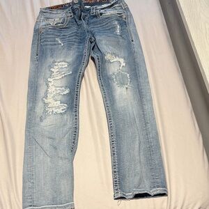 Rock Revival Distressed Light Blue Jeans